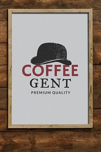 Wooden frame mockup psd on brown brick wall