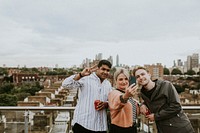 Friends taking a group selfie 