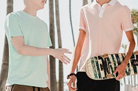 Teen boys hanging out, summer days in Venice Beach, Los Angeles