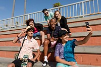 Group shot of best friends, summer in Venice Beach, Los Angeles
