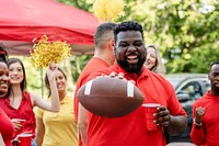 American football supporter at a tailgate event
