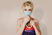 Drag queen artist psd wearing surgical face mask in the new normal