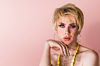 Blond drag queen psd wearing makeup portrait