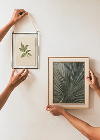 Cute vintage frames on wall