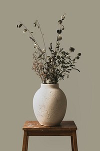 Aesthetic flowers background, Scandinavian vase