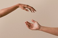 Beige aesthetic background, women's hands