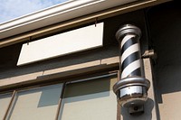 Barber shop sign, blank white with design space