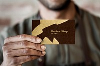 Business card mockup psd, barber shop, corporate identity design