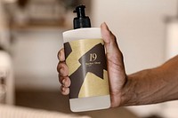 Label mockup psd, hair product pump bottle, business branding design