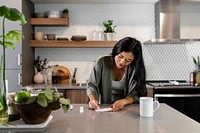 Woman taking antigen test during self quarantine