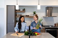 Food vlogger streaming in home kitchen