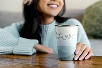 Love reusable cup mockup psd