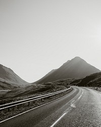 Dark aesthetic background, road in Scotland