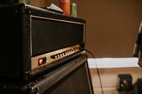 Guitar amp music equipment, studio recording session photo