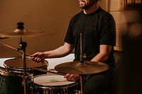 Drummer recording in studio music HD photo