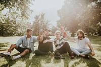 Friends hanging out, garden moody photography stock image