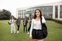 Happy exchange student at American university