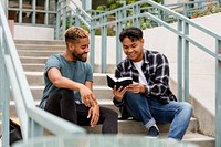 Diverse students studying together at college campus