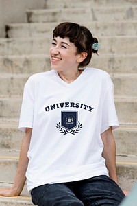 T shirt mockup psd, college apparel for university students