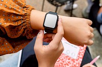 Smartwatch on female student's wrist