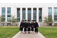 University students in graduation gowns