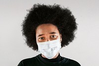 Woman wearing surgical mask psd 