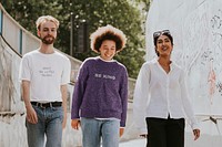 Shirt and t-shirt mockup psd on three friend models 