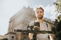 Man renting a bike from an application