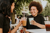 Friends having a coffee and talking