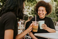 Friends having a coffee and talking