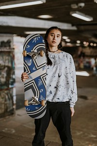 Skateboard mockup, customizable sport product psd