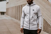 Zip up hoodie mockup, men's apparel fashion psd