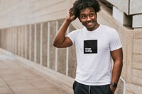 Simple t-shirt psd mockup worn by a man