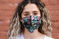 Face mask mockup psd, dark design, new normal lifestyle