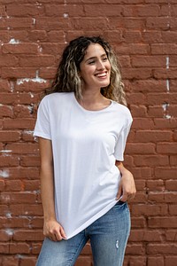 Woman in white tee casual wear fashion