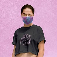 Crop top mockup psd, black design, women&rsquo;s casual wear fashion