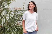 Woman in white tee casual outfit fashion