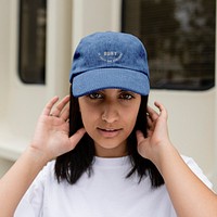 Blue cap mockup psd, business branding logo, fashion accessory design