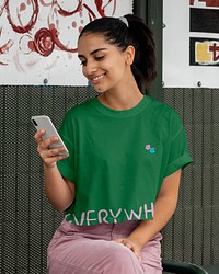 Women’s crop top mockup psd, green design, casual wear fashion