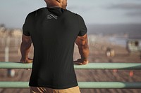 Men's shirt mockup psd, backside of African American man