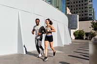 Man and woman running together