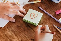 Note paper mockup psd, heart shape, stationery