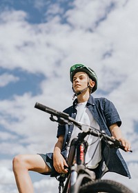 Boy on a bike, summer hobby