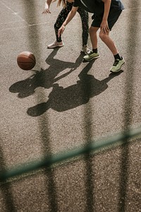 Basketball background, kids playing basketball, summer hobby