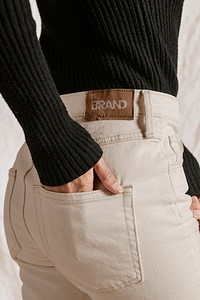 Women's jeans mockup, rear view, apparel fashion design psd