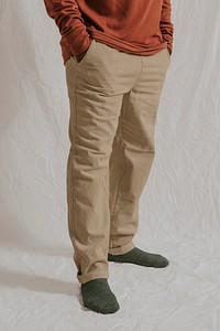 Beige pants mockup, men's apparel fashion design psd