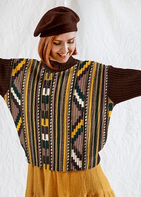 Women's jumper mockup, autumn apparel fashion design psd