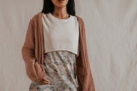 Dress mockup, women's autumn apparel fashion design psd