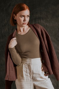 Women's long sleeve mockup, autumn apparel fashion design psd