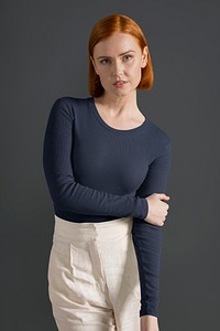 Autumn long sleeve mockup, women's apparel fashion design psd